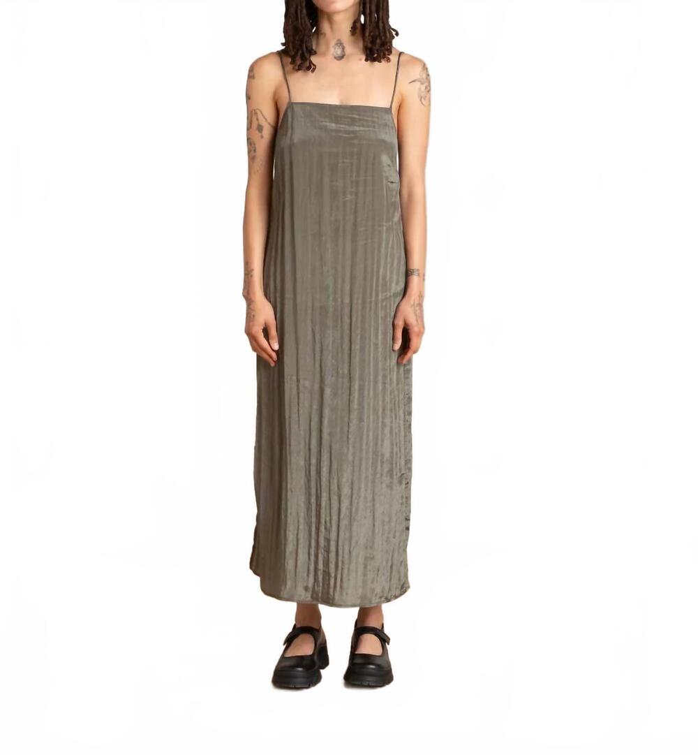 NEW ALI GOLDEN square neck slip dress in sage